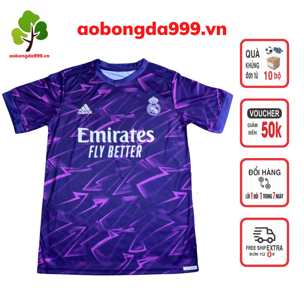 Quần áo đá bóng đá banh set áo quần bóng đá clb Real Madrid Real mùa 2022 - 2023 vải cao cấp
