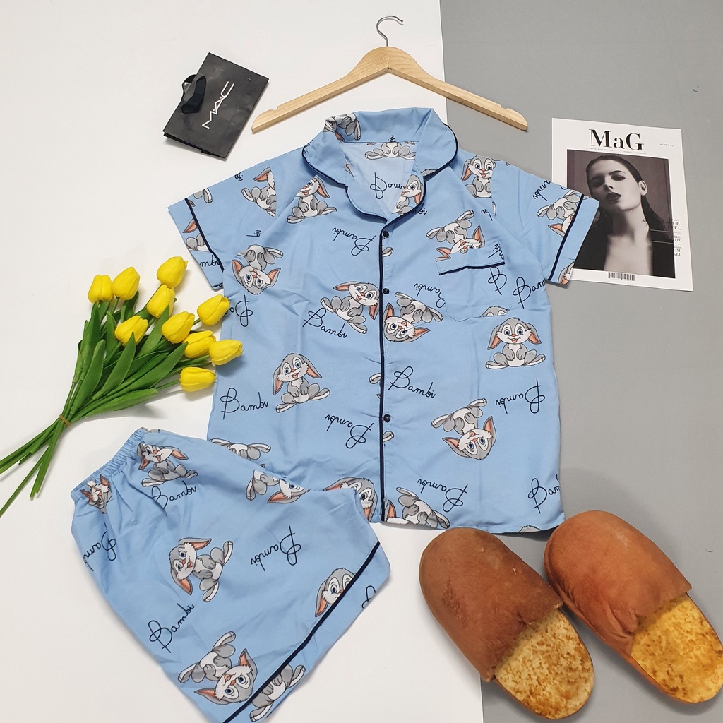 Đồ bộ nữ CARY,bộ pijama kate lụa tay cộc quần dài chất mát cho mùa hè | BigBuy360 - bigbuy360.vn