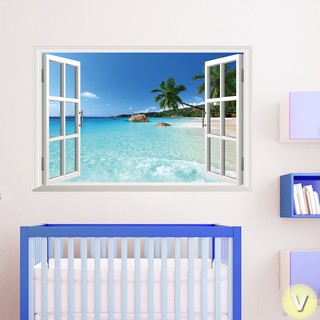 Decal dán tường Cửa sổ biển ngọc
