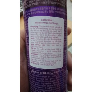 Gôm xịt tóc obsidian Hàn Quốc - Mega Hold Spray
