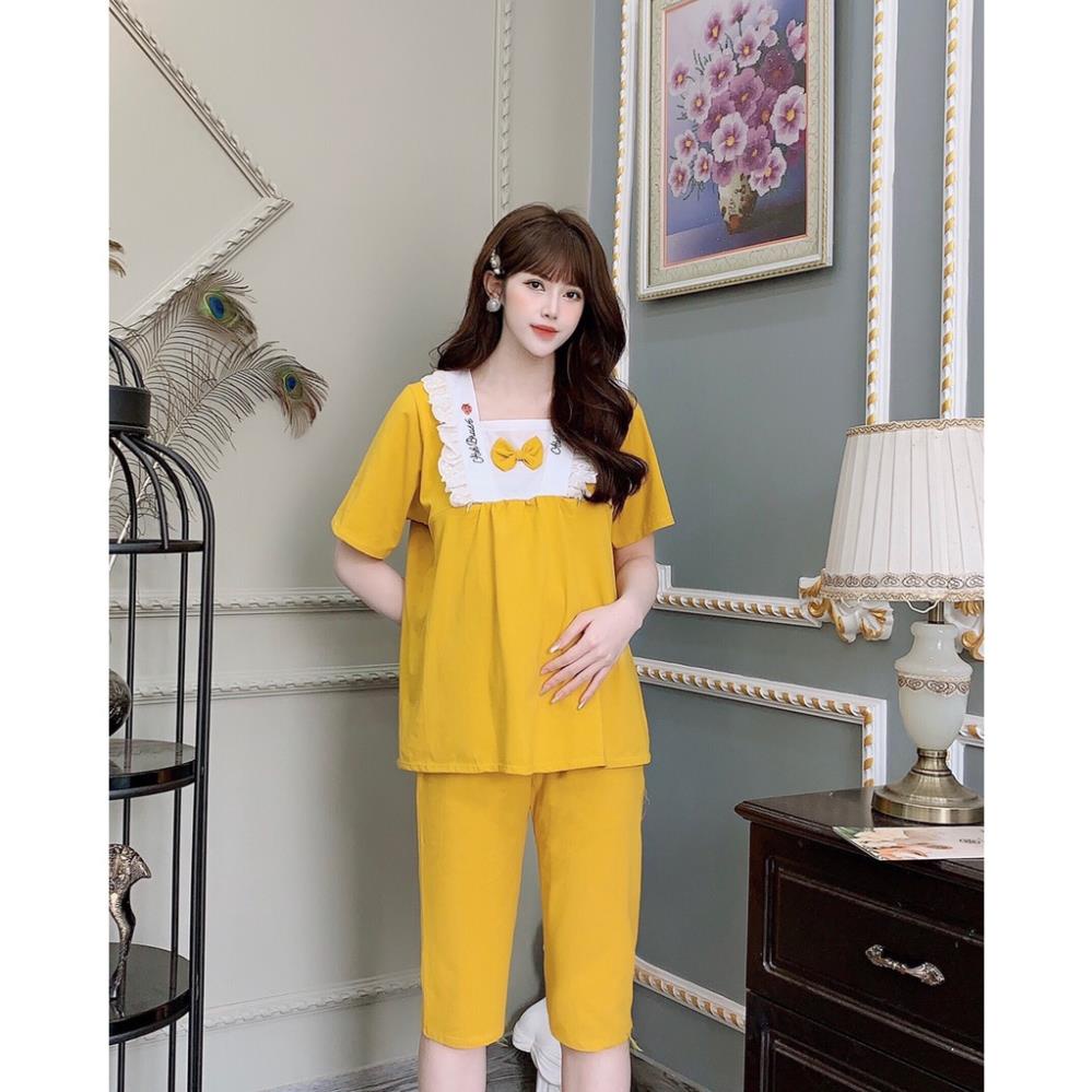 Bộ đồ bầu sau sinh mặc nhà Hàn Quốc, chất cotton, thoáng mát, tiện cho mẹ ty, size to