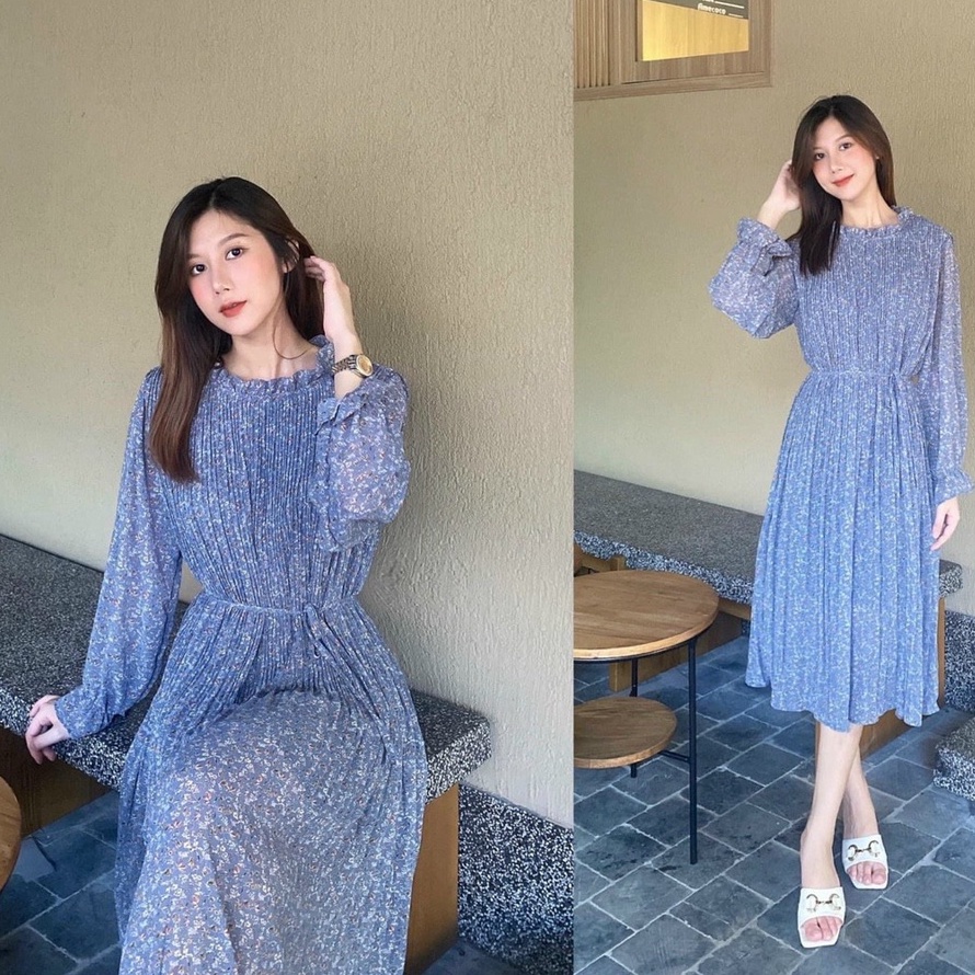 đầm bầu váy bầu thu đông hoa nhí siêu đẹp dáng dài hợp thời trang hàng quảng châu cao cấp