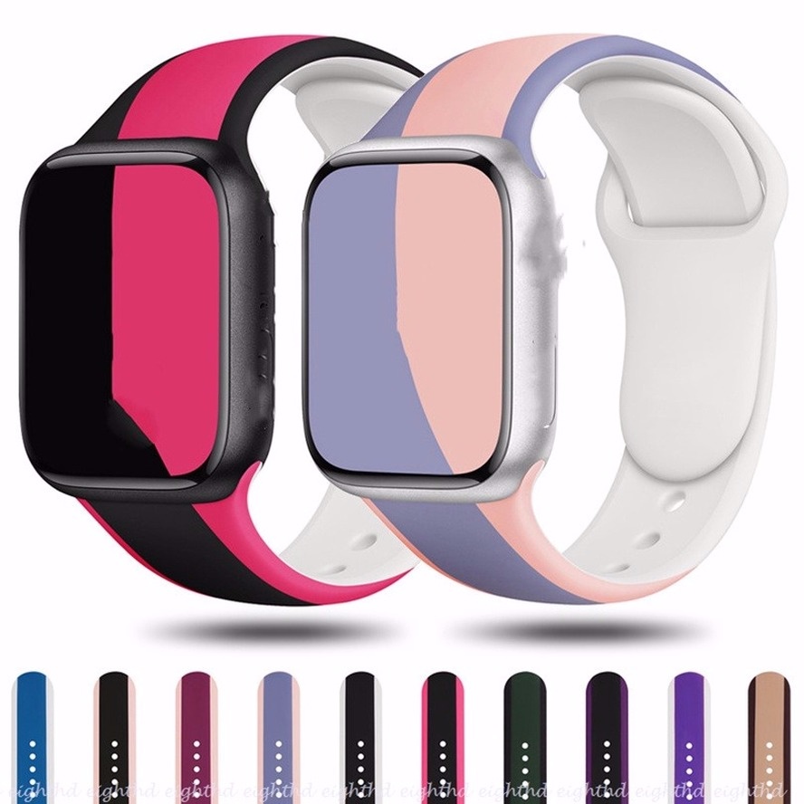 Dây Đeo Silicon Thay Thế Cho Đồng Hồ Thông Minh iWatch Series 7 6 SE 5 4 3 2 1 41mm 45mm 42mm 44mm 40mm 38mm