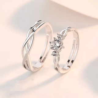 Set 2 Nhẫn Đính Hôn Bạc Đính Đá Lấp Lánh Dành Cho Cặp Đôi