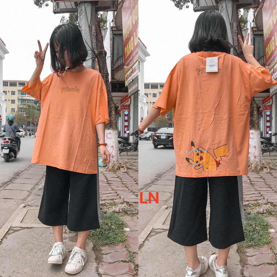 Set áo pikachu và quần ống rộng siêu đẹp
