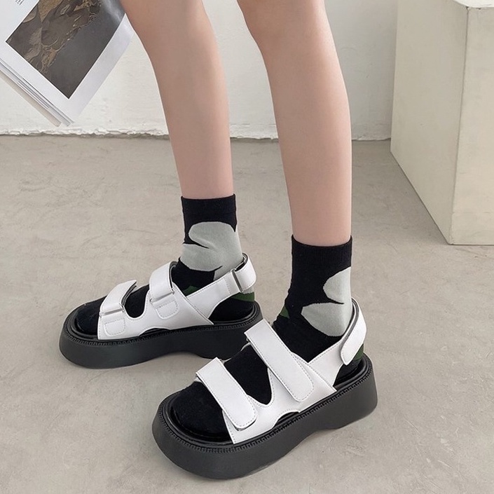Dép Sandal Ulzzang LOẠI 1 - Giày quai hậu đi học hai quai đế cao có thể mang áo dài chuẩn hàng quảng châu