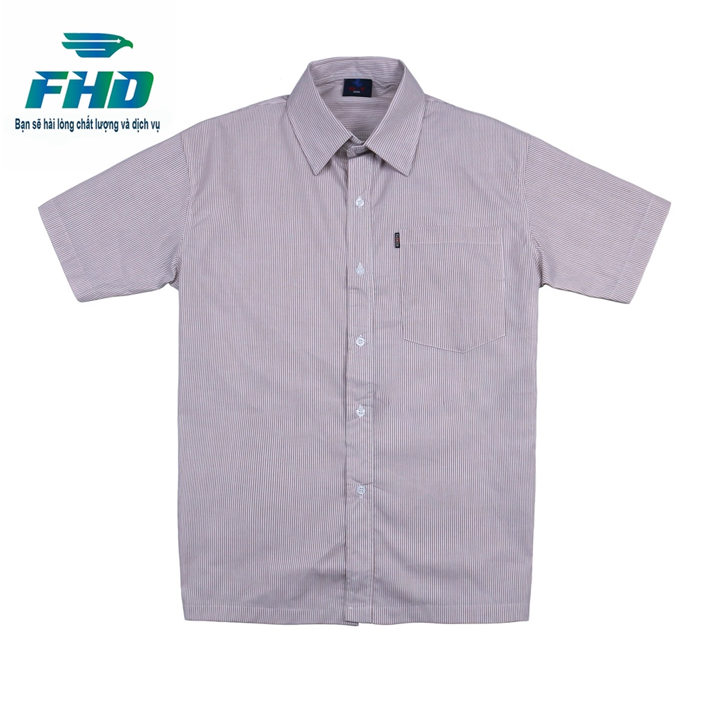 Áo sơ mi nam trung niên tay ngắn chất vải kate mềm mịn, đường may kỹ lưỡng, form rộng từ 45-80Kg FHDA014