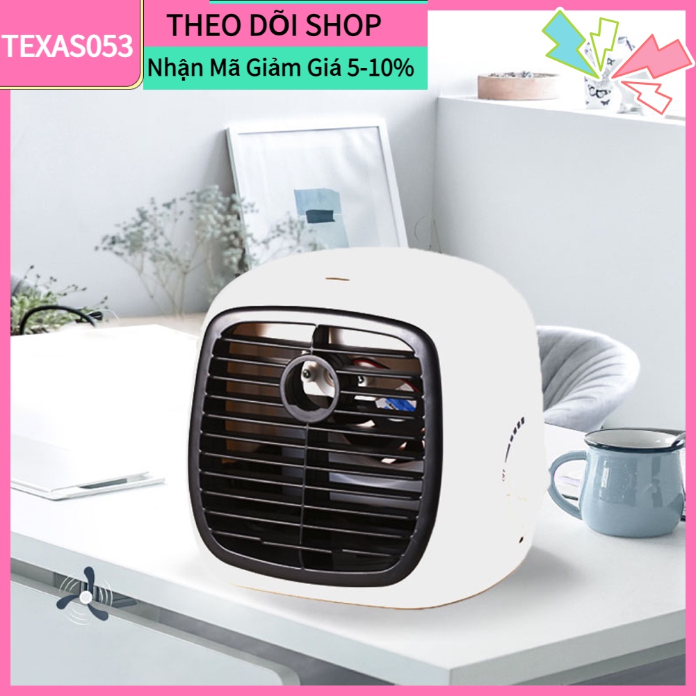 Quạt điều hòa mini nhỏ gọn dùng hơi nước siêu mát 5 chế độ thiết kế bộ lọc có thể giặt có cáp sạc usb Texas053