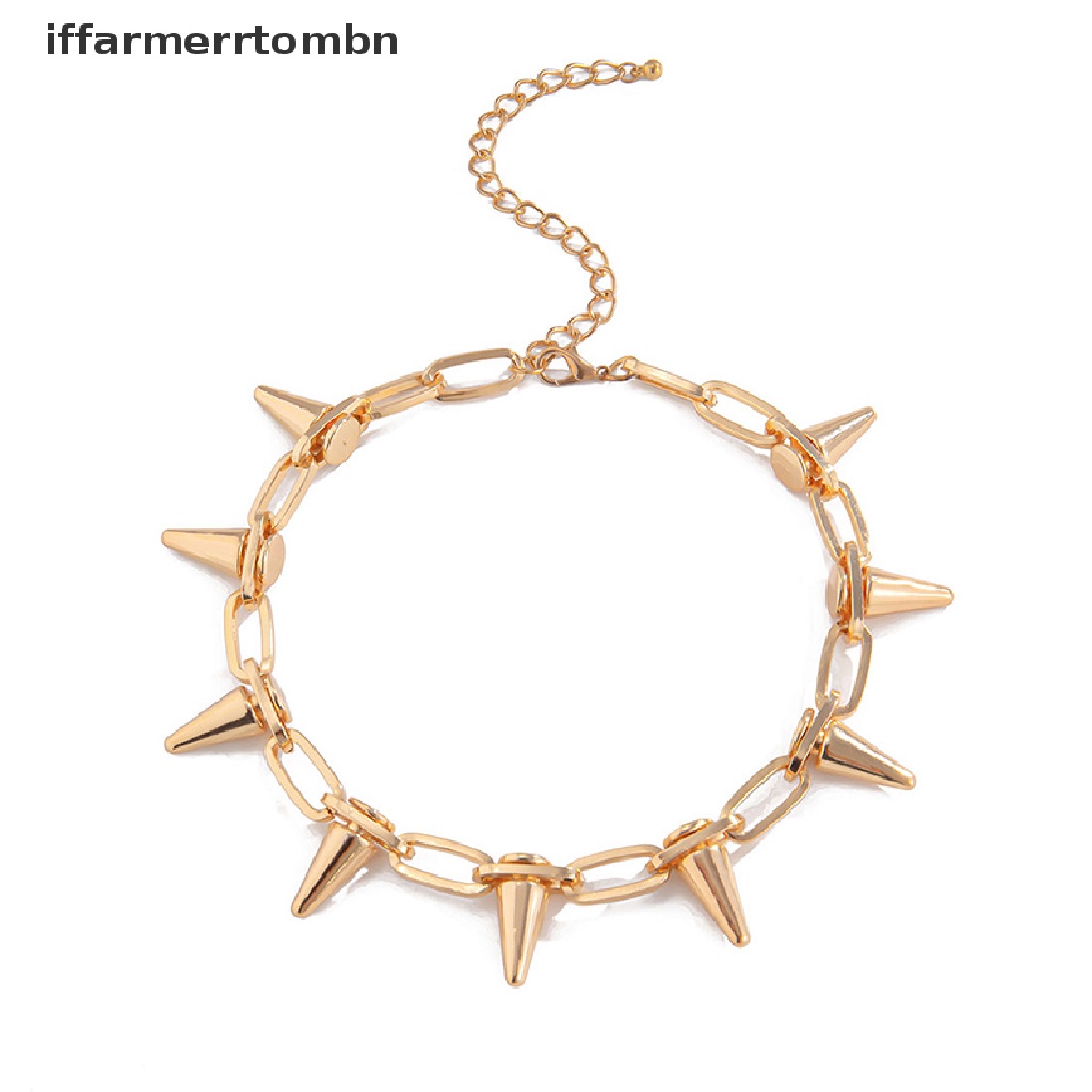 {iffarmerrtombn} Fashion Punk Spike Rivet Gothic Choker Necklace Women Men Jewelry Gift hye