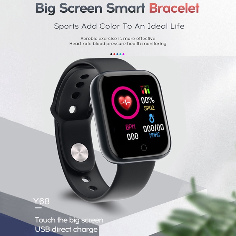 Bộ Đồng Hồ Thông Minh Y68 Bluetooth Chống Nước Giám Sát Huyết Áp & Nhịp Tim Cho IOS / Android