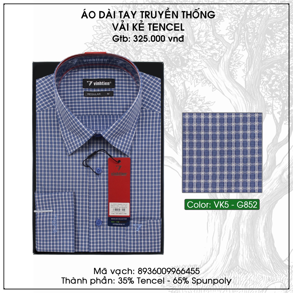 Áo Sơ Mi Dài Tay Sọc Caro Form Regular Vĩnh Tiến 325.2 /ha**