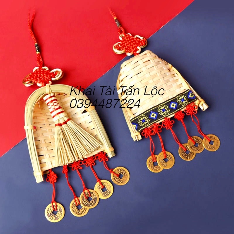 Dây treo xu ngũ đế , chổi cát tường và ki hốt tài Lộc , hoá sát , giải xui