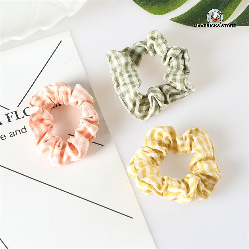 Dây cột tóc co giãn họa tiết caro thời trang mùa hè Hàn Quốc cho nữ