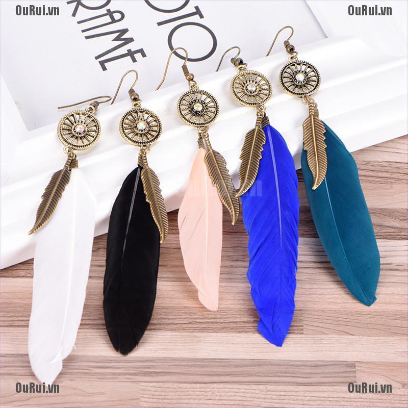 Bông Tai Lông Vũ Tua Rua Thời Trang