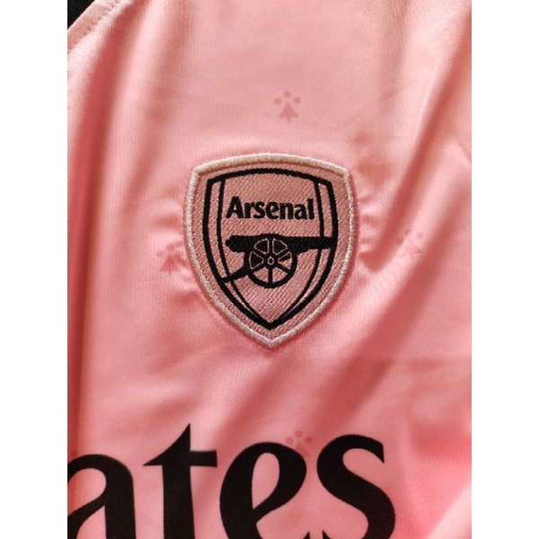 Áo đá bóng đá banh CLB Arsenal hồng trẻ em 2023