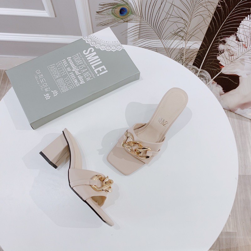 ❄️ HÀNG CÓ SẴN❄️ Guốc khoá xích gót vuông 5cm
