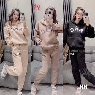 Bộ nỉ nữ áo hoodie mũ chất đẹp ABC Ht