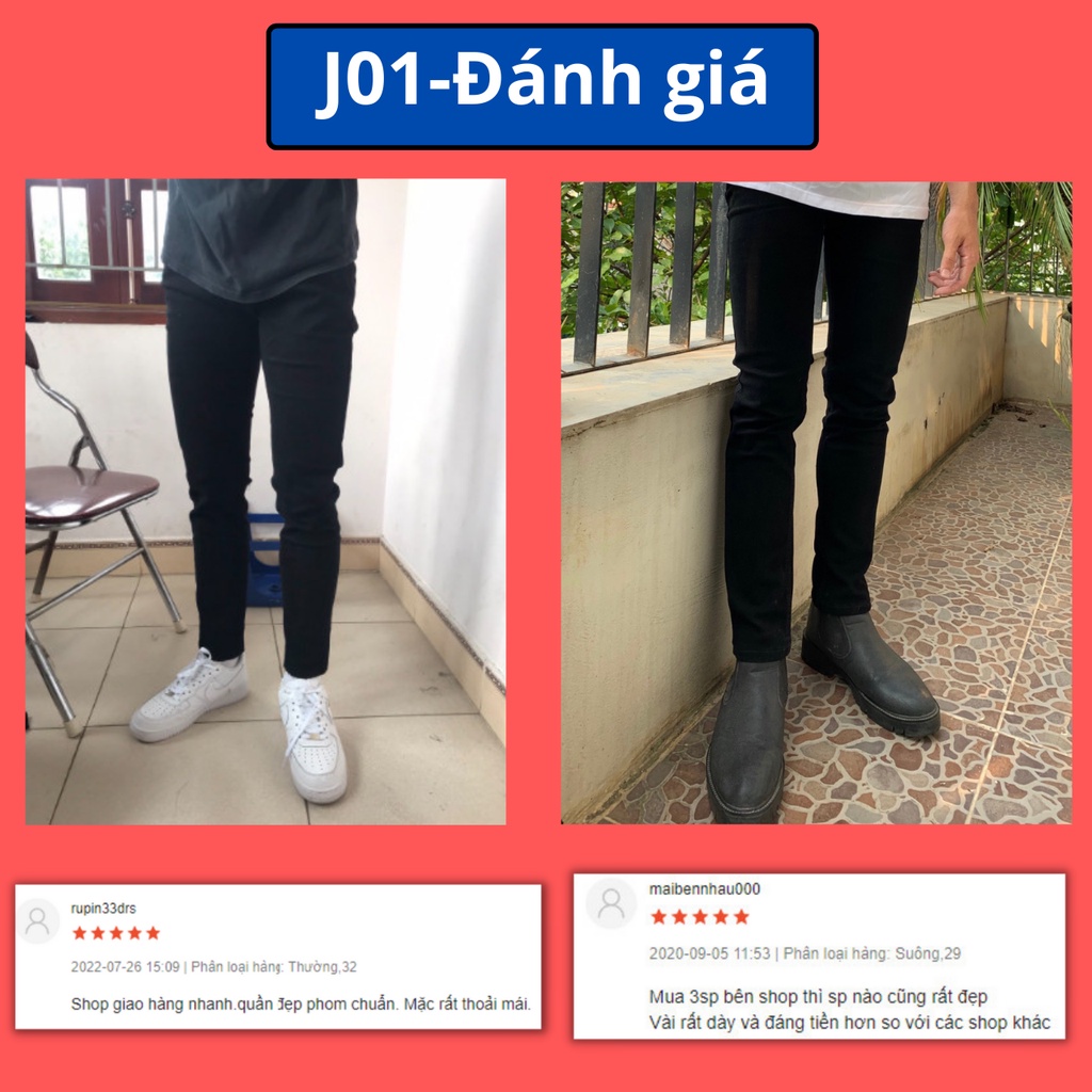 Quần Jean Nam Đen Trơn Và Rách Gối Vải Co Giãn 4 Chiều, Không Phai Màu, Không Xù Dáng Skinny Phong Cách Hàn Quốc