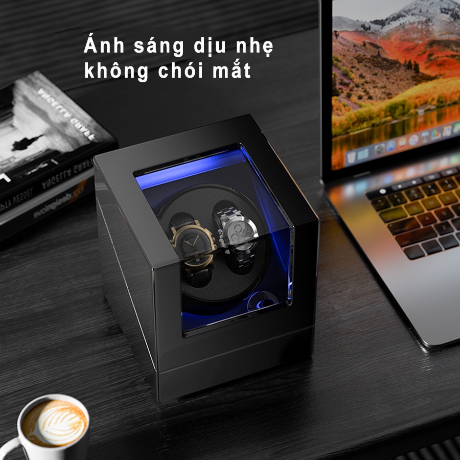 Hộp Xoay Đồng Hồ Cơ - Tủ Lắc Lên Cót Đồng Hồ Tự Động Quay Cao Cấp [BH 2 Năm]