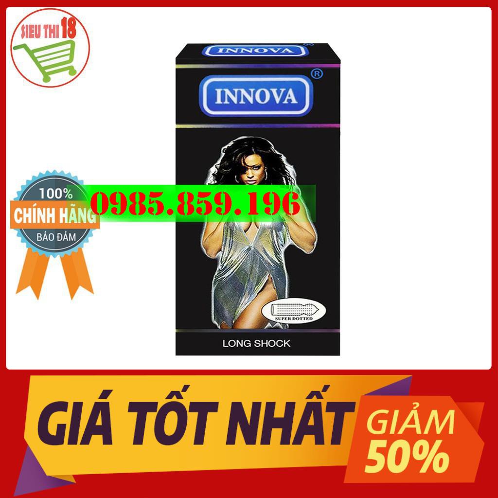 Bao cao su Innova đen , gai lớn, kéo dài thời gian, hộp 12 cái