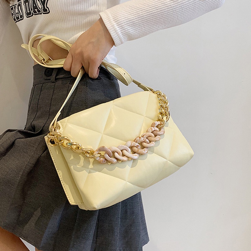 Túi Đeo Chéo Dây Xích Họa Tiết Hình Thoi Đơn Giản Thời Trang Cho Nữ