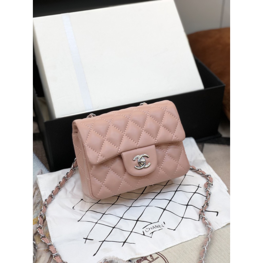 Túi Classic super da lì size 18cm màu hồng