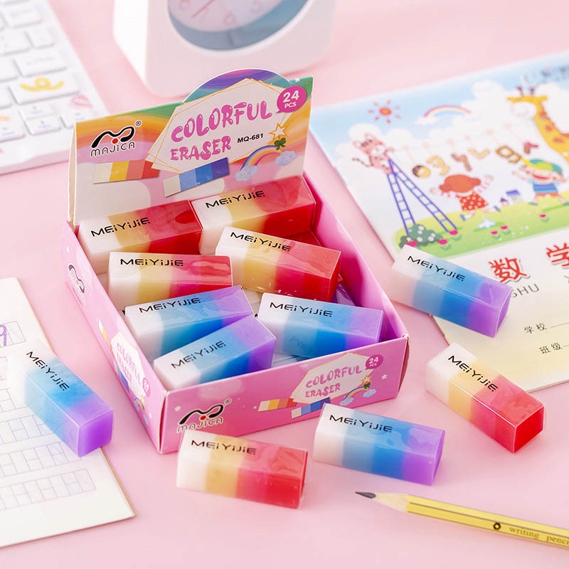 Cục Tẩy Cao Su Hình Vuông Màu Gradient Dành Cho Học Sinh