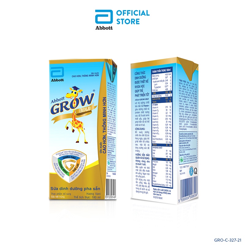 Thùng 48 hộp Sữa nước Abbott Grow Gold 180ml/ hộp