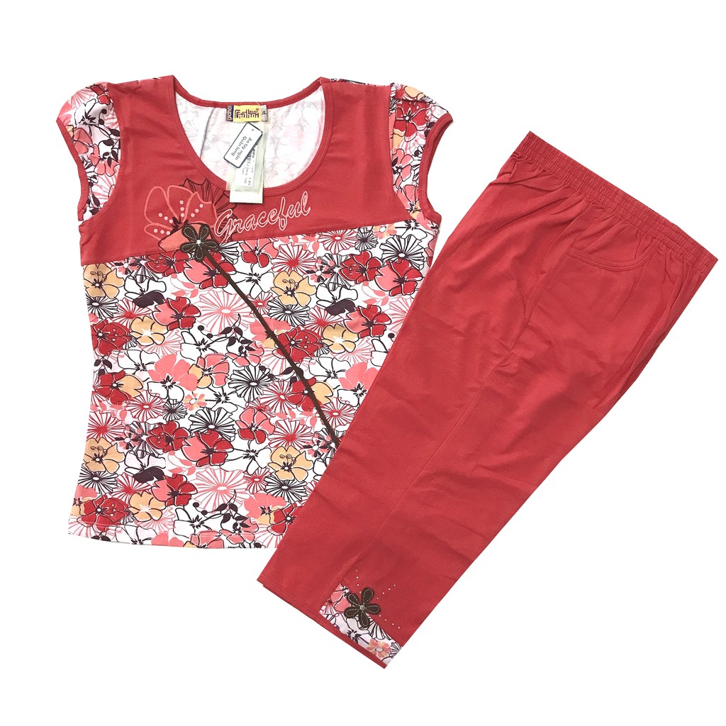 Bộ mặc nhà vải cotton hoa Gia Hồi