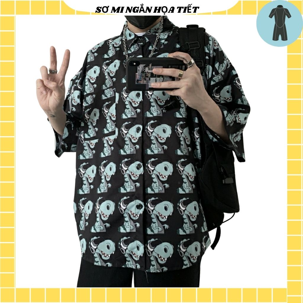 Áo Sơ Mi Tay Ngắn Unisex Cổ Bẻ Phong Cách Hàn Quốc Freesize