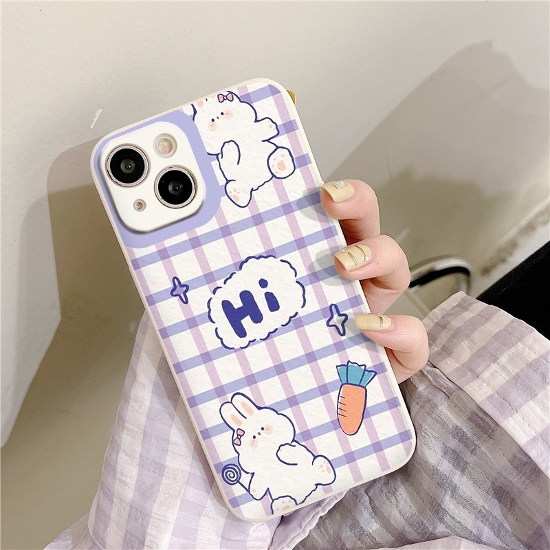 Bunny Case iphone 12 11 pro Max Hi rabbit vuông cạnh ốp lưng điện thoại iphone 7 plus 8plus xs xr xs max 13pro 13promax