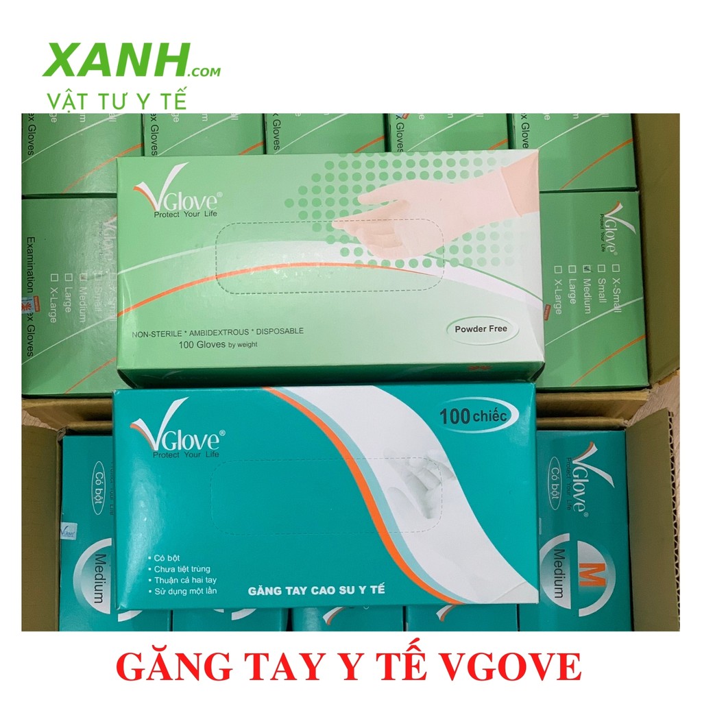 [Mã HC2405 giảm 10% đơn 250K] [Mã HCMST5 giảm 10K đơn 99K] Găng Tay Cao Su Y Tế Vglove Size S,M,L