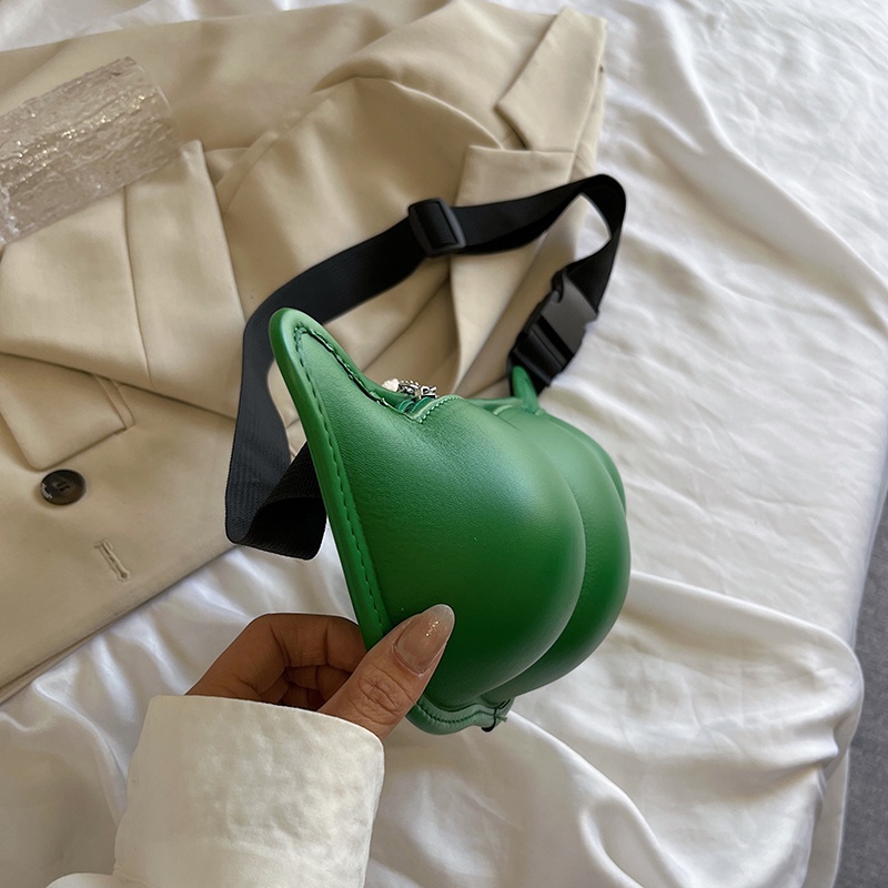 Túi Đeo Chéo Da Cao Cấp Hình Hạt Đậu Màu Trơn Dễ Thương Phong Cách Hàn Quốc
