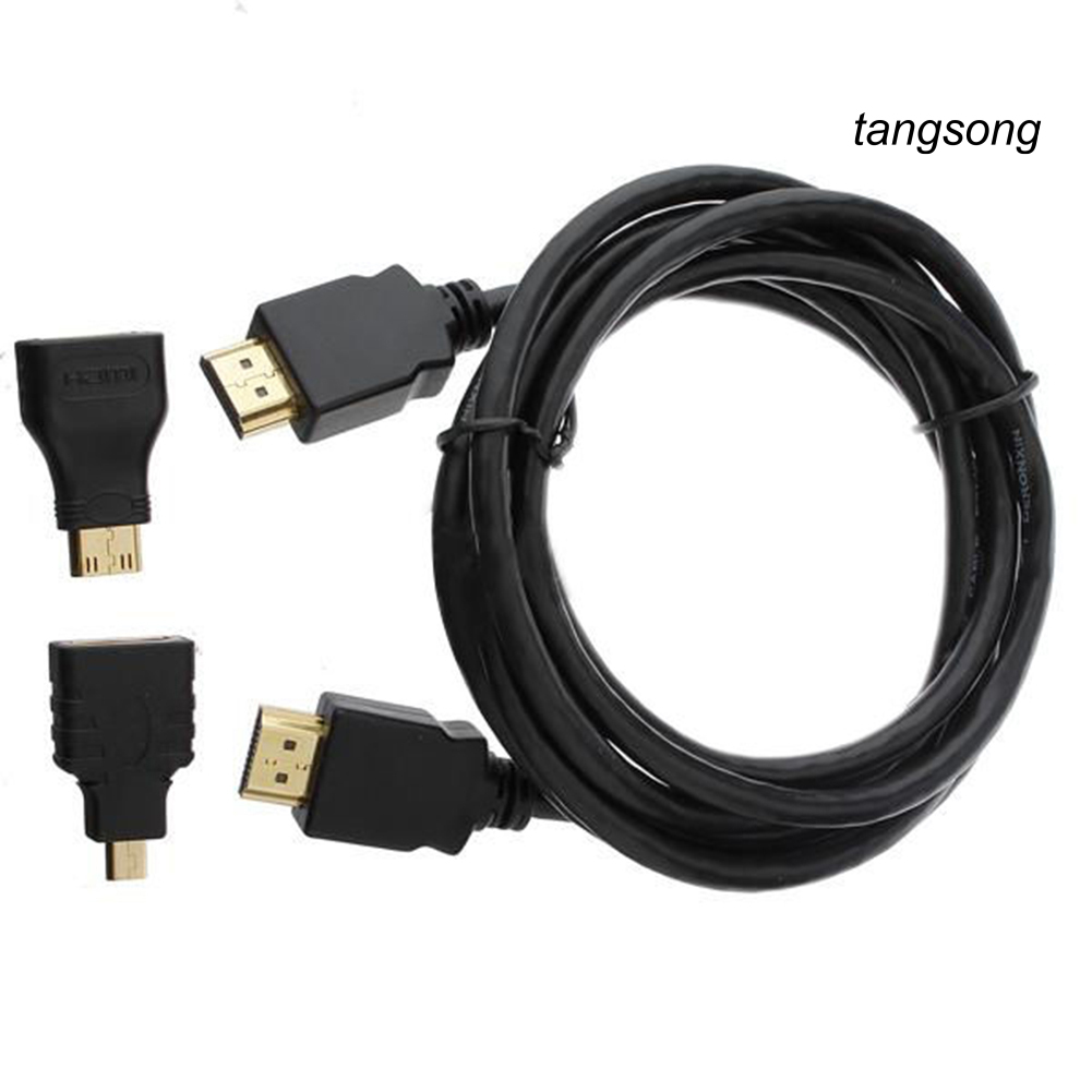 Dây Cáp Hdmi 3 Trong 1 Tốc Độ Cao Kèm Đầu Nối Mini Hdmi-Compati Sang Hdmi-Compatible + Mini Mini