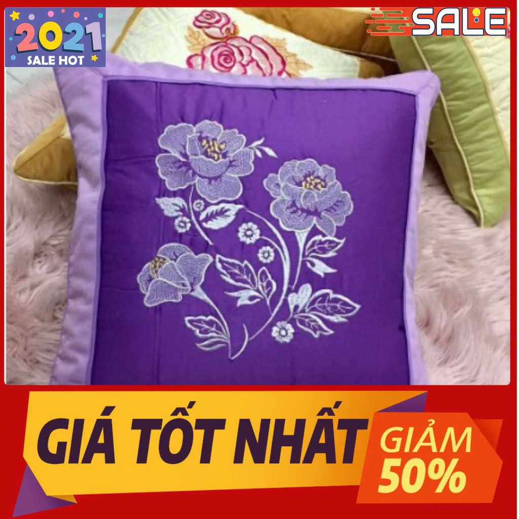 Combo 2 vỏ gối vuông Cotton lạnh cao cấp màu tím