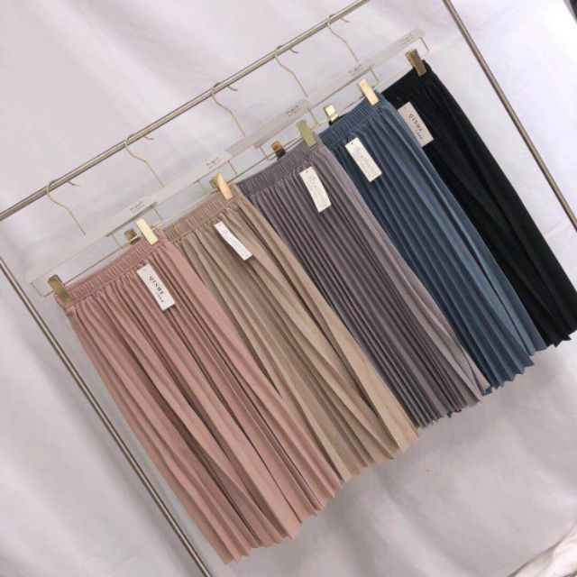 Chân váy dập li cạp chun hàng QCl1