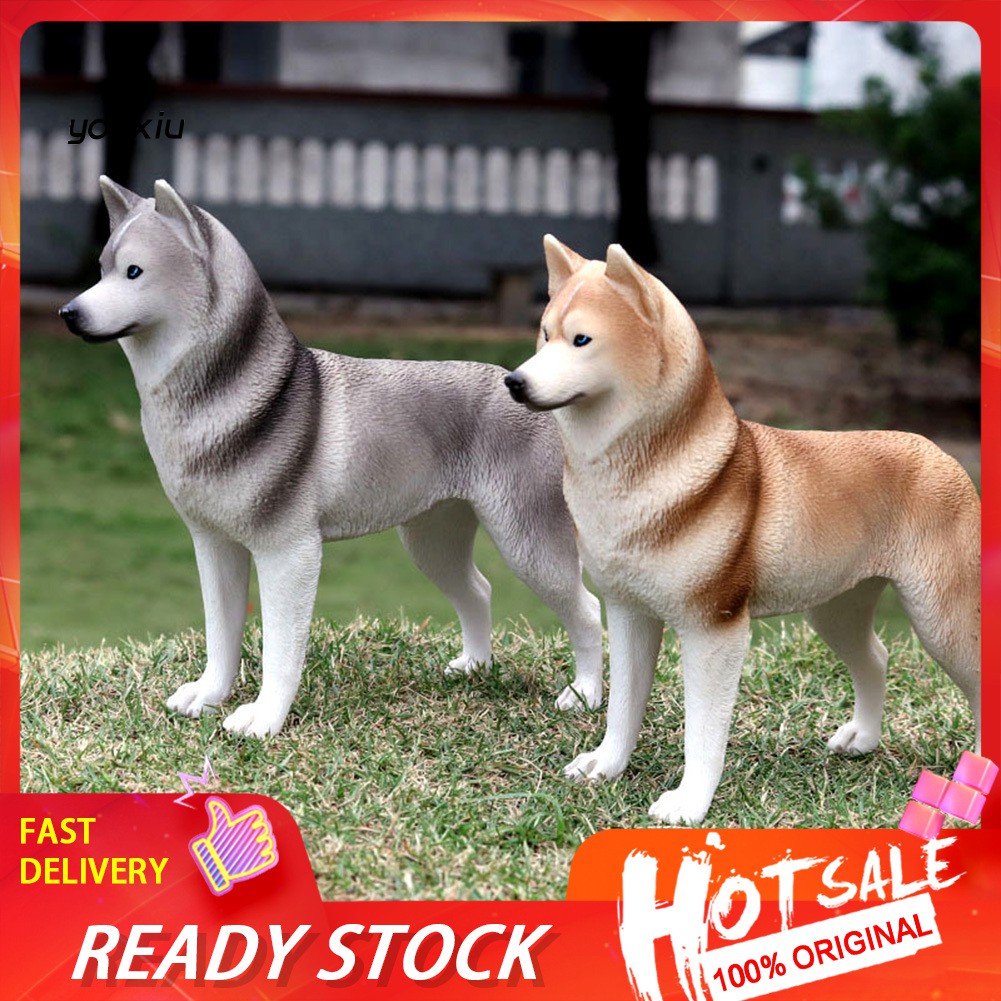 Mô Hình Chú Chó Husky Bằng Nhựa Để Bàn Trang Trí Xinh Xắn