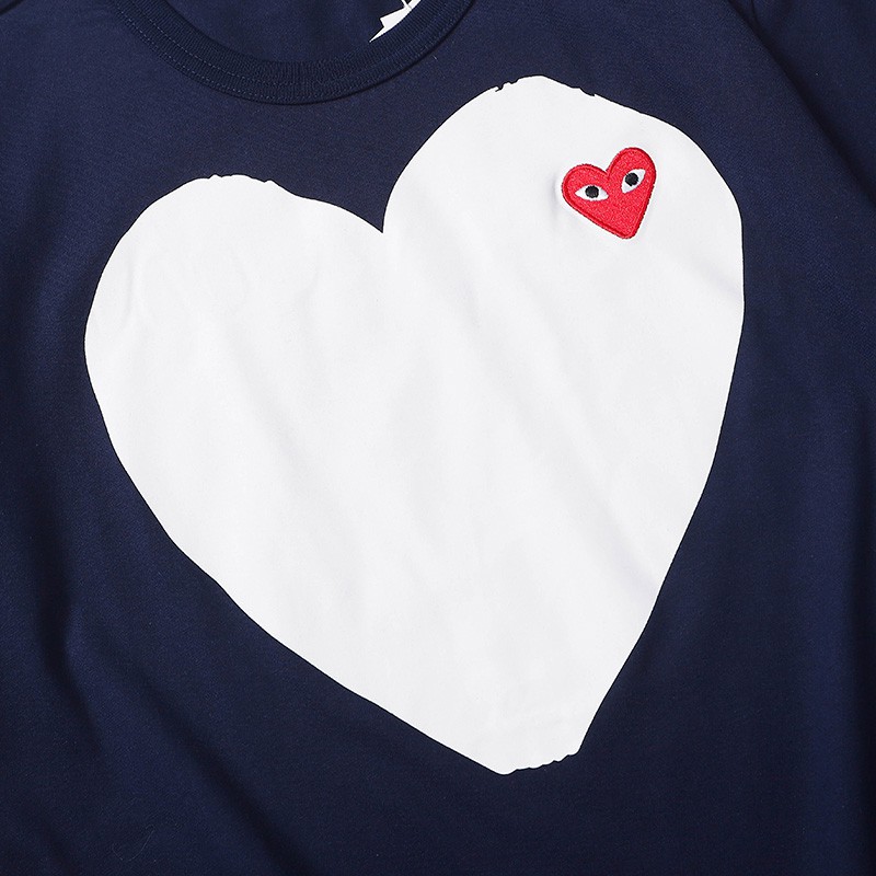 Comme des Garcons T-shirts Fashion Cotton Men Woman All-match Short Sleeve Blue White Classic Embroidery CDG PLAY T shirt