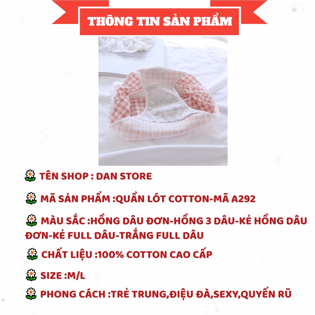 Quần Lót Nữ - Quần Lót Nữ Set Cotton gân tăm Dâu hồng cạp chun thiết kế mềm mại thoáng mát DAN STORE MÃ A292