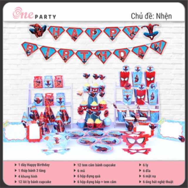 SET BÓNG SINH NHẬT SIÊU NHÂN NGƯỜI NHỆN ( hàng chuẩn hãng dày loại 1)