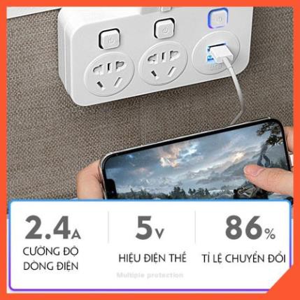 Ổ cắm điện nhiều lỗ tích hợp đầu cắm usb và đèn ngủ