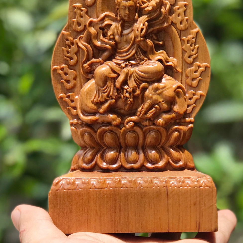 Tượng để xe ô tô,để bàn phật Văn Thù Bồ Tát bằng gỗ - Tuổi Mão - BẢO HÀNH VÀ ĐỔI TRẢ