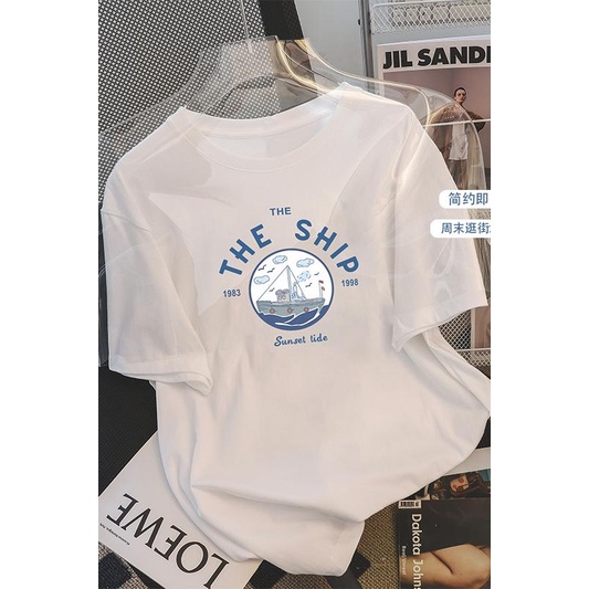 Áo thun HIIXIIVI 100% cotton tay ngắn cổ tròn in hình thời trang mùa hè phong cách Hàn Quốc dành cho nữ 2022