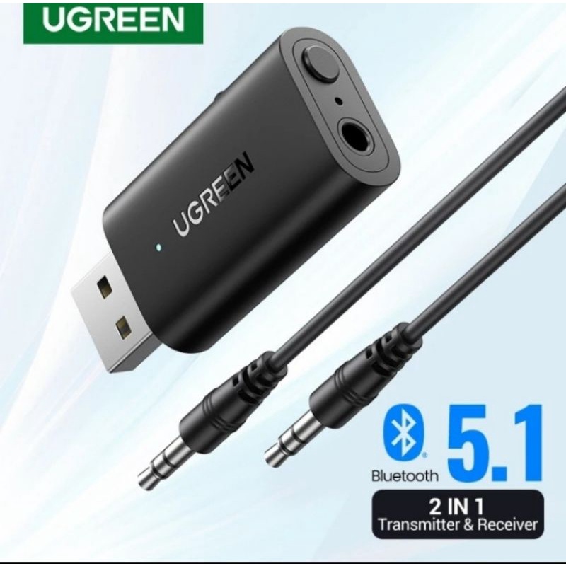 Ugreen Thiết Bị Truyền Nhận Tín Hiệu Âm Thanh Bluetooth 5.1 USB 3.5mm 2 Trong 1 Đen