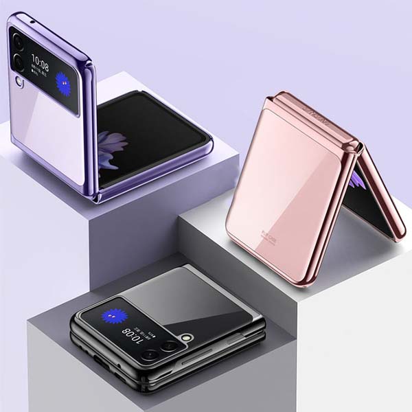 Ốp điện thoại Samsung Galaxy Z Flip 3 / Z Flip 5 Likgus Clear Cover bằng nhựa PC trong viền màu chống sốc, chống ố vàng