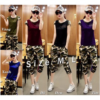 Set nguyên bộ đồ thể thao quần lửng Camo