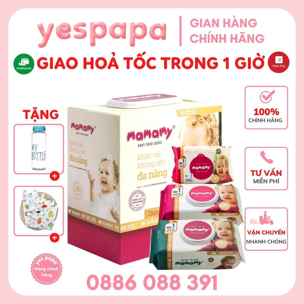 Khăn vải không dệt đa năng 180 tờ MAMAMY/ KinKin 300gr ( dùng thay khăn sữa)