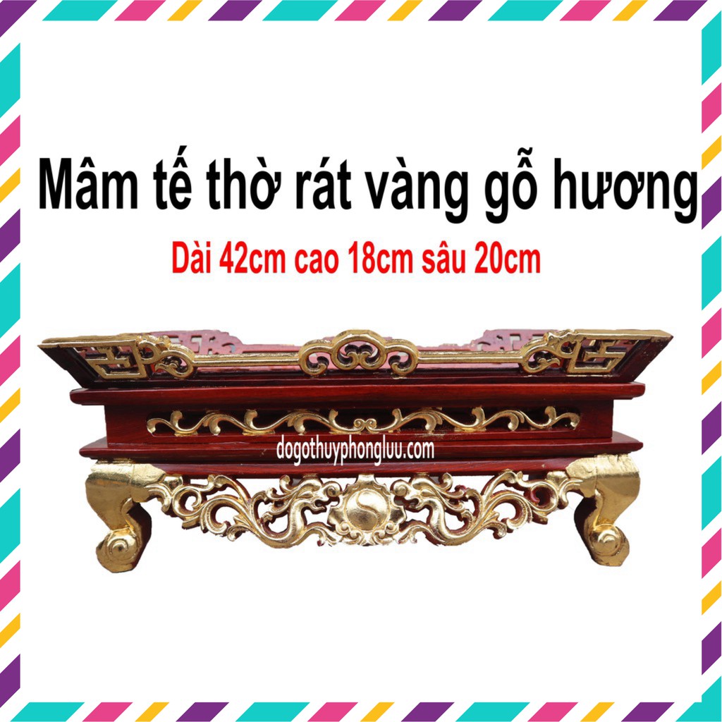 Mâm tế thờ gỗ hương rát vàng,mâm bịch sang trọng gỗ hương dài 42 sâu 20 cao 18