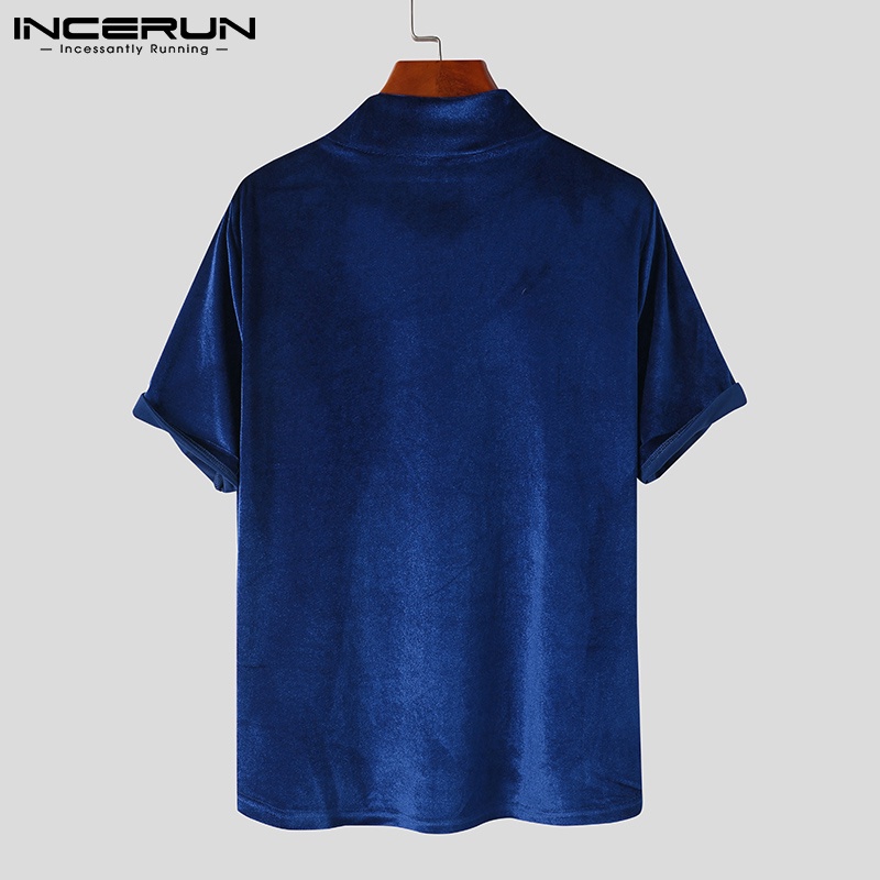 Áo nam INCERUN cổ tròn tay ngắn màu trơn thời trang 4 màu tùy chọn