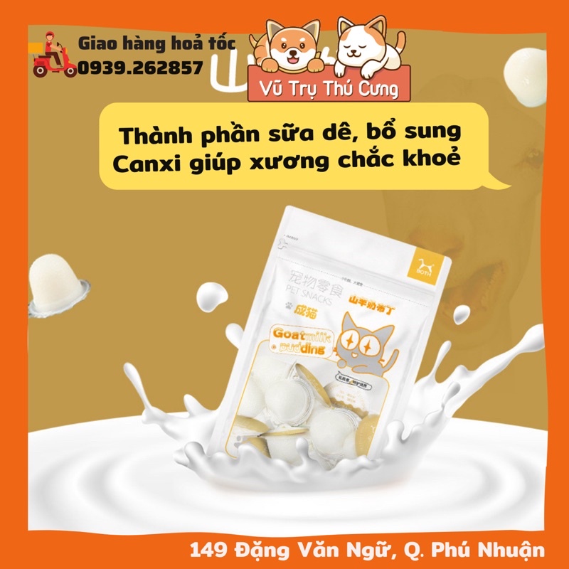 Pudding sữa dê bổ sung Canxi, lợi khuẩn cho Mèo, túi 15 viên
